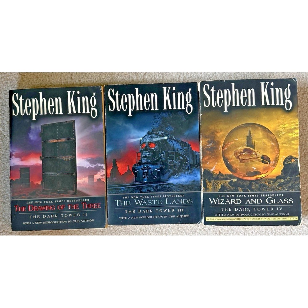Lot of 3 Stephen King Dark Tower Series, #2,3,4 Wizard & Glass, Waste Lands, Dra